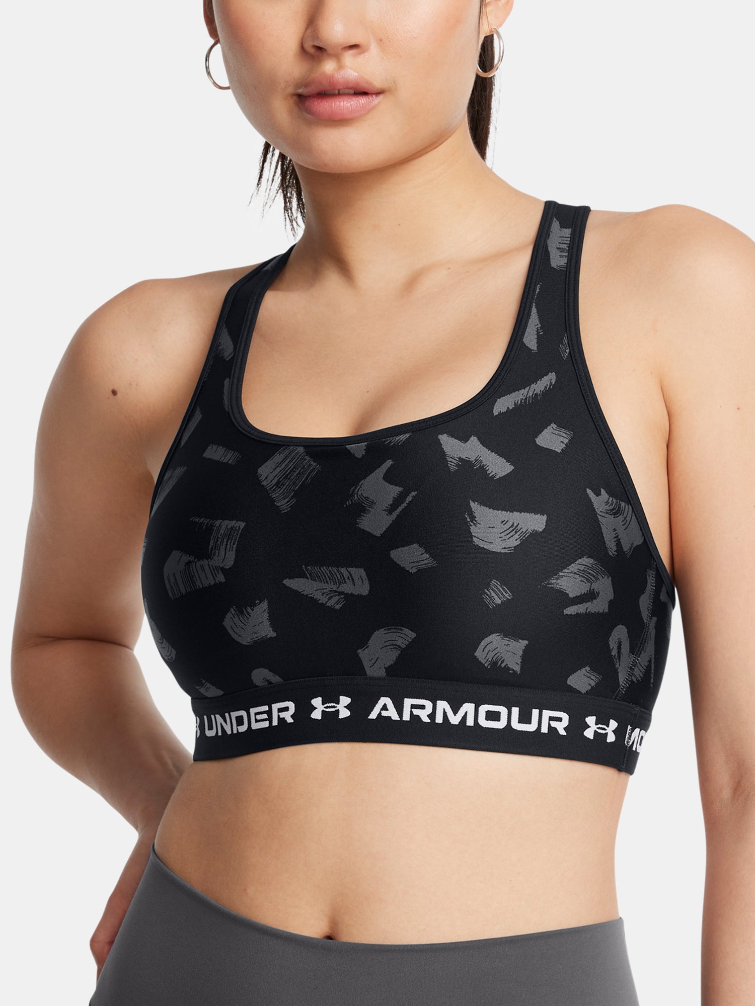 Under Armour Nõi Crossback Mid Print-BLK melltartó Sportmelltartó