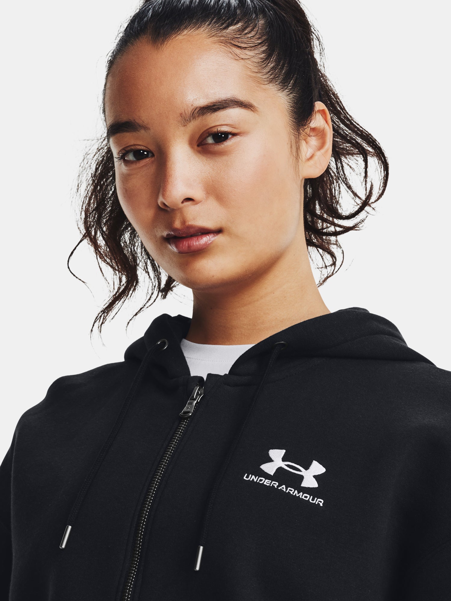 Under Armour Nõi Essential Fleece FZ Kapucnis pulóver  fekete