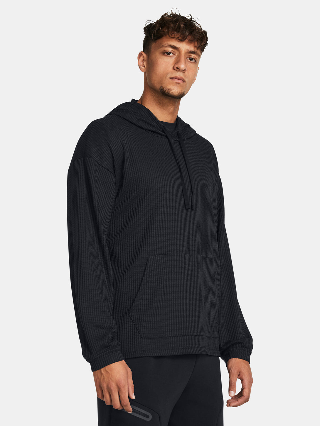 Under Armour Férfi UA Rival Waffle Hoodie-BLK pulóver Pulóver