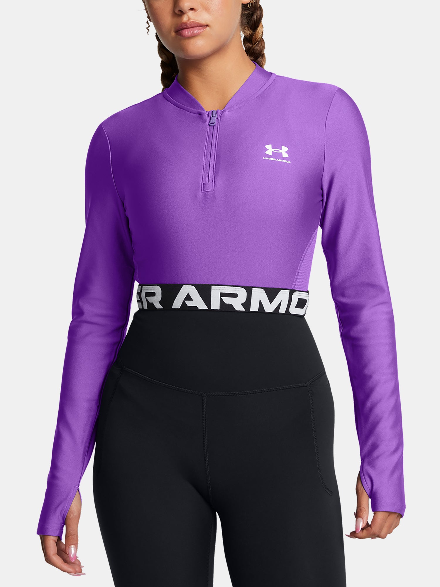 Under Armour Nõi póló HeatGear Rib 1/4 Zip LS-PPL Aláöltözet
