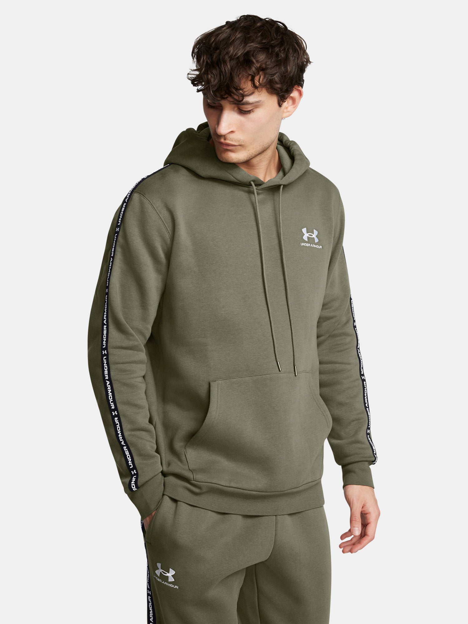 Under Armour Férfi UA Icon Fleece HD Taping Pulóver zöld