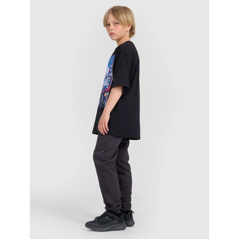 Boy's oversize T-shirt with print 4F gyerek 4FJRAW25TTSHM3061-20S