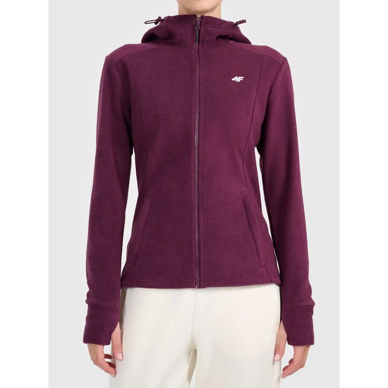 4F fleece with a hood, zip-up, női polár pulóver