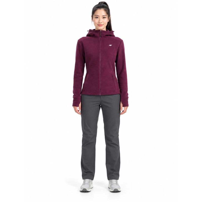 4F fleece with a hood, zip-up, női polár pulóver