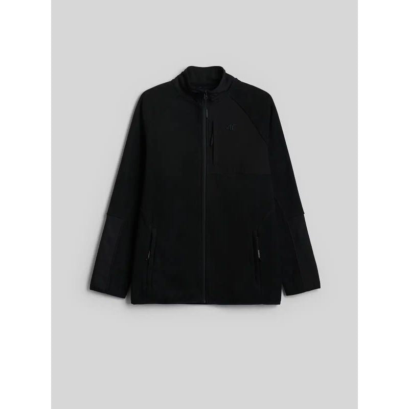 4F fleece with a stand-up collar and a softshell panel férfi polár pulóver