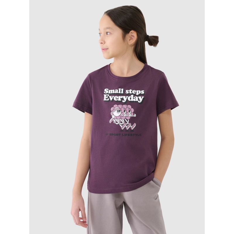 4F Girls' regular-fit printed T-shirt gyerek póló 4FJRSS25TTSHF2585-50S