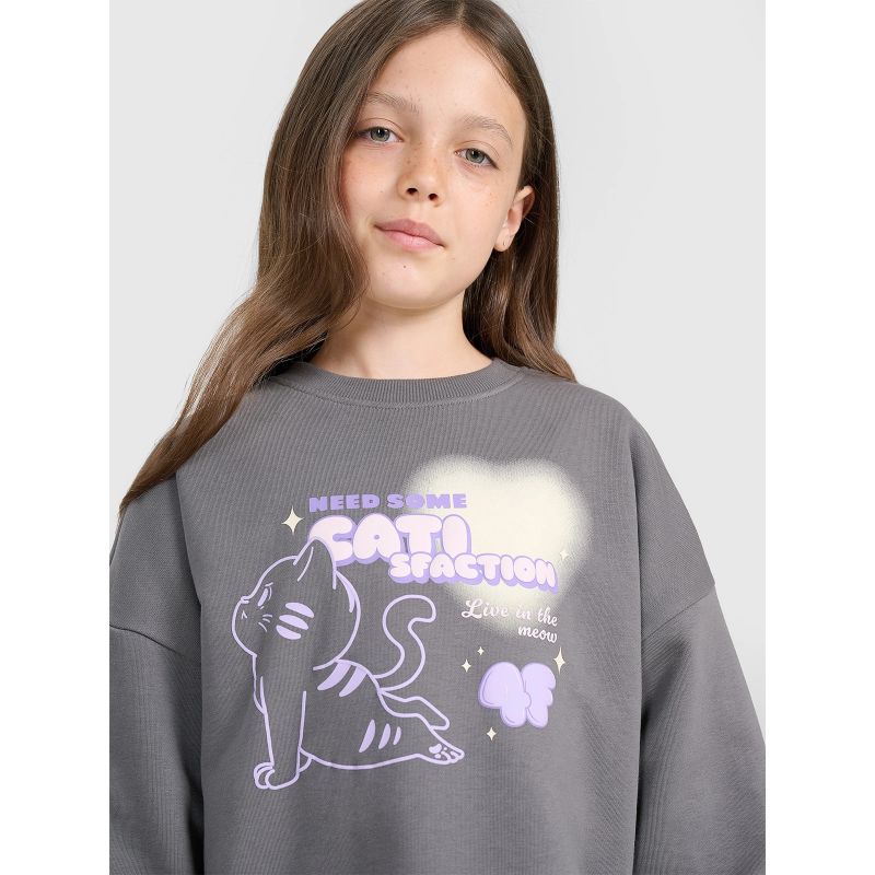 Oversized sweatshirt without a hood for girls 4F gyerek pulóver 4FJRAW25TSWSF2438-22S