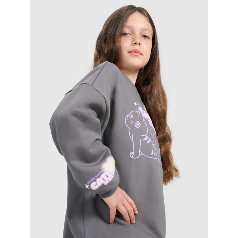 Oversized sweatshirt without a hood for girls 4F gyerek pulóver 4FJRAW25TSWSF2438-22S