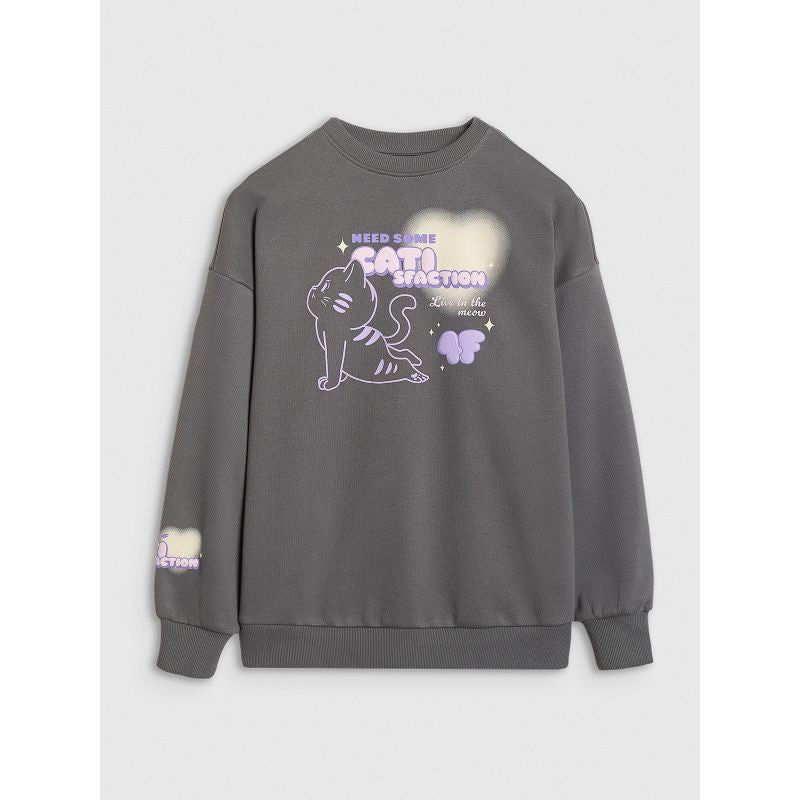 Oversized sweatshirt without a hood for girls 4F gyerek pulóver 4FJRAW25TSWSF2438-22S