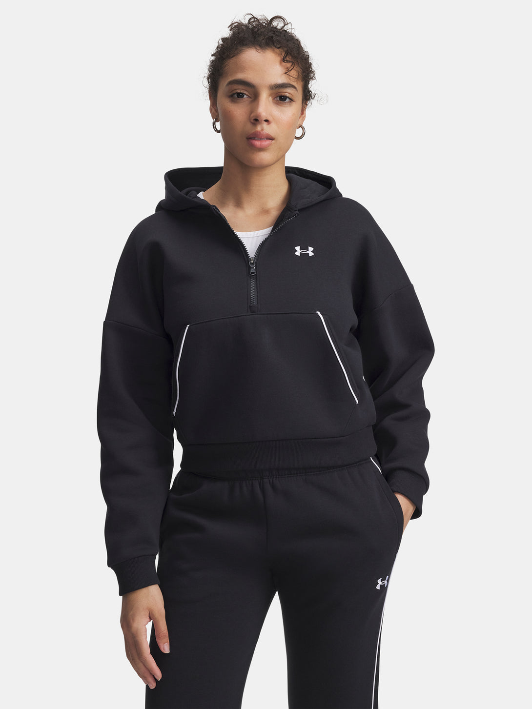 Under Armour Nõi pulóver Rival Flc Piped HZ Hoodie-BLK Pulóver