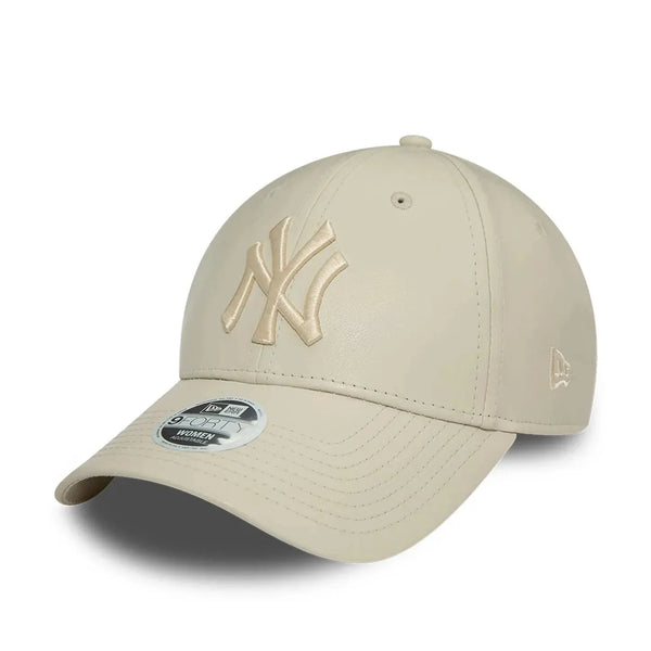 New York Yankees Faux Leather Light Beige 9FORTY Baseball sapka, női