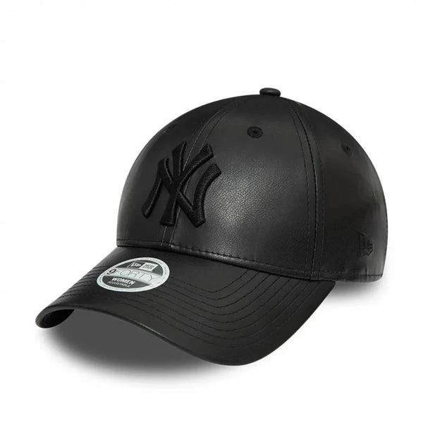 New York Yankees Faux Leather Black 9FORTY Baseball sapka, női