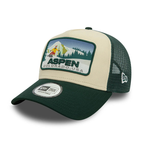 New Era Aspen Ski Patch Dark Green 9FORTY A-Frame Trucker sapka