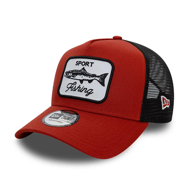 New Era Fishing Patch Trucker Red 9FORTY A-Frame Trucker sapka