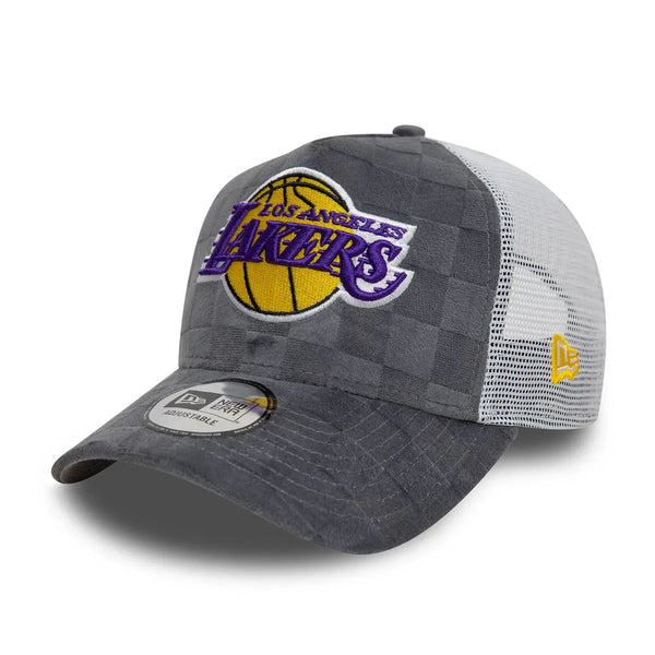 New Era LA Lakers Tonal Check Grey 9FORTY A-Frame Trucker sapka