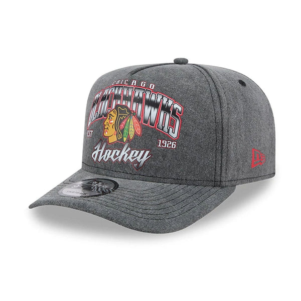 Chicago Blackhawks NHL Washed Black 9FIFTY A-Frame Adjustable Cap - baseball sapka