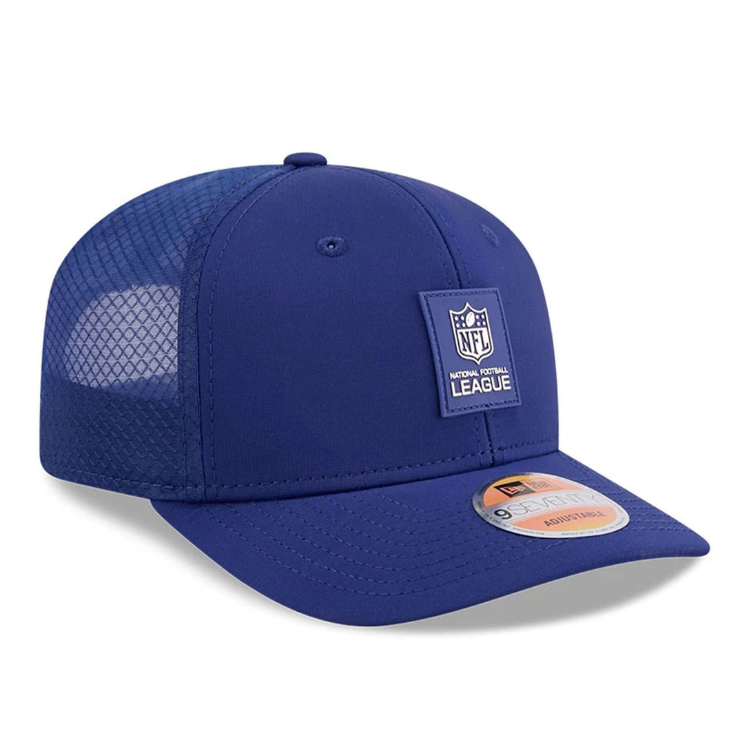 NFL Official Logo NFL Sideline 2025 Blue 9SEVENTY Trucker Stretch Snap Adjustable Cap - baseball sapka