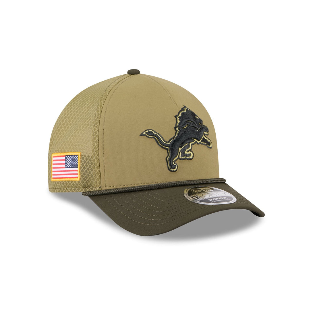Detroit Lions 2025 Salute to Service 9FORTY M-Crown A-Frame Trucker Hat - baseball sapka