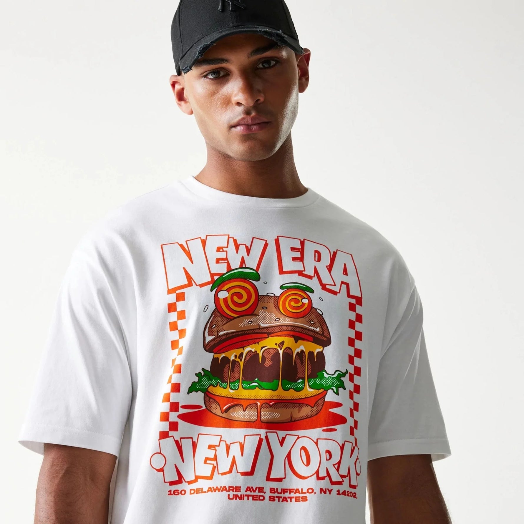 New Era Burger Food Graphic White Oversized Póló