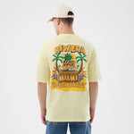 New Era Fun Beach Party Graphic Pastel Yellow Oversized póló