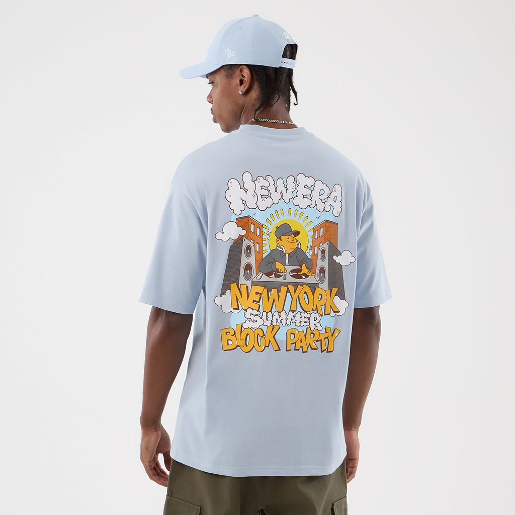 New Era Fun Block Party Graphic Pastel Blue Oversized póló