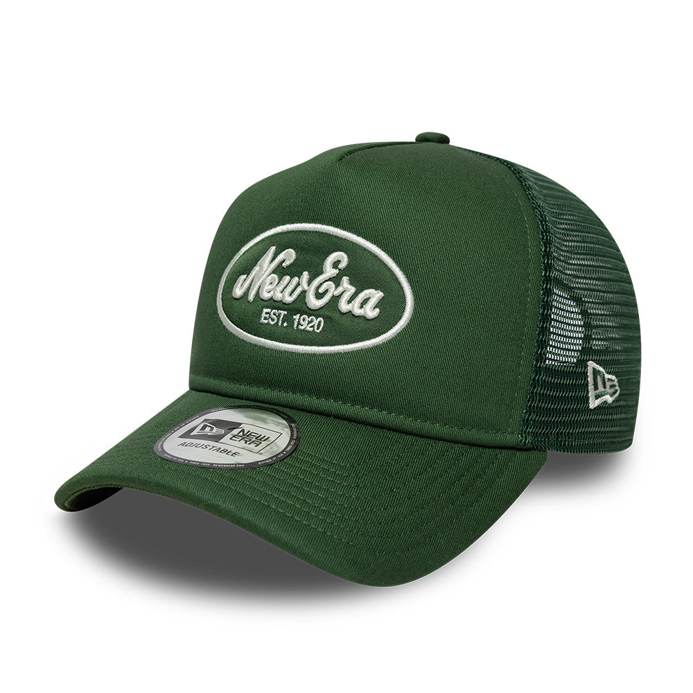 New Era Oval Patch Dark Green 9FORTY A-Frame Trucker sapka