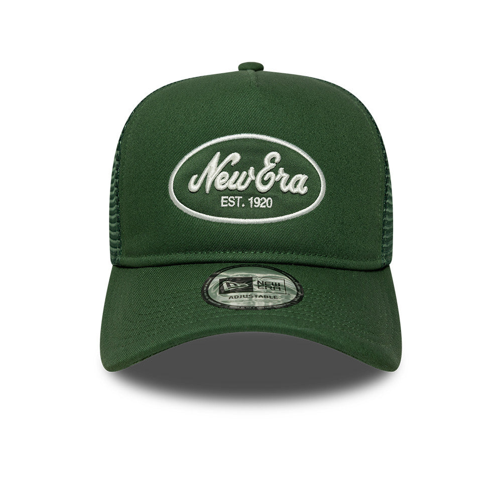 New Era Oval Patch Dark Green 9FORTY A-Frame Trucker sapka