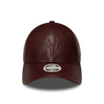 New Era Yankees Womens MLB Diamante PU Dark Red 9FORTY M-Crown műbőr baseball sapka, női