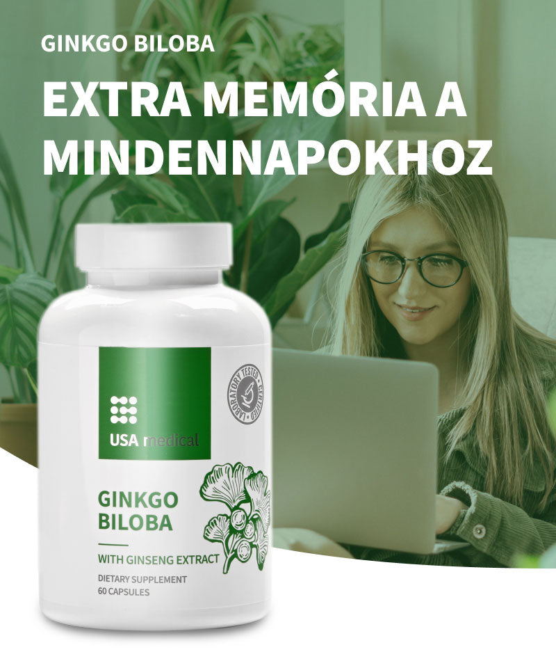 UsaMedical Ginkgo Biloba kapszula ginzeng kivonattal 60 db