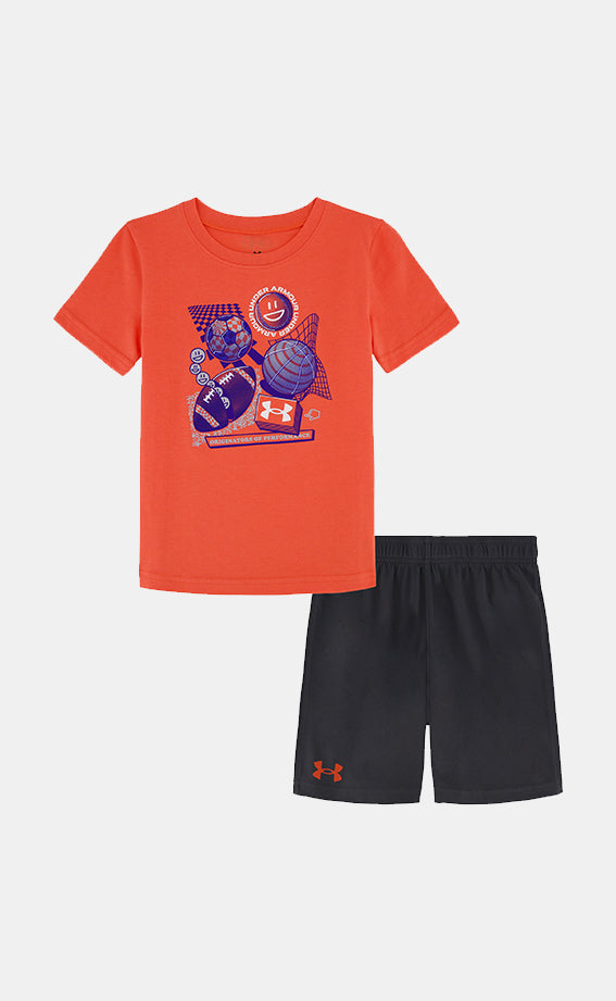 Fiú szett Under Armour UA MULTI SPORT SS SHORT SET-RED