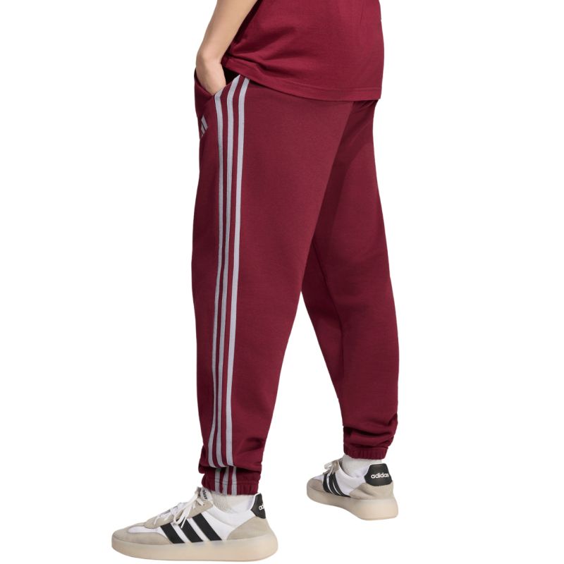 Adidas Essentials 3-Stripes Fleece Tapered Cuffed férfi nadrág, bordó