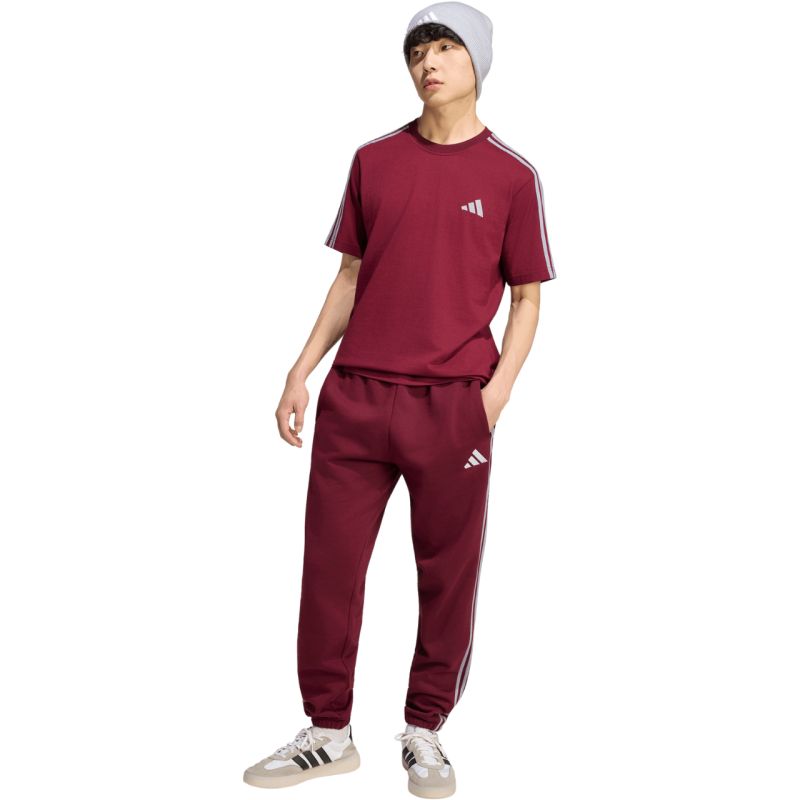 Adidas Essentials 3-Stripes Fleece Tapered Cuffed férfi nadrág, bordó