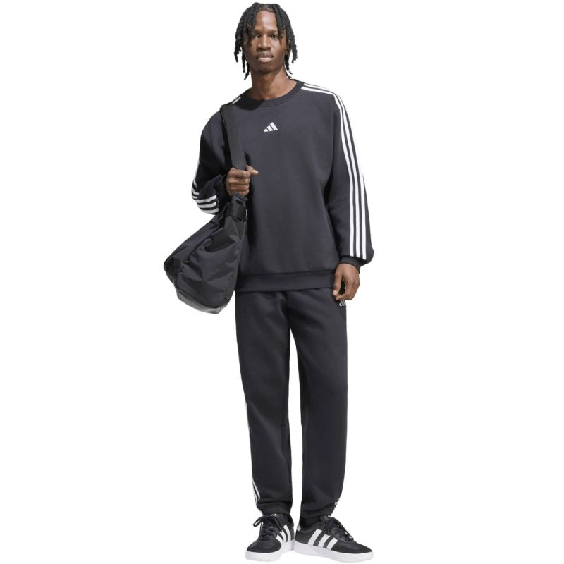 Adidas Essentials 3-Stripes Fleece Tapered Cuffed férfi nadrág, fekete