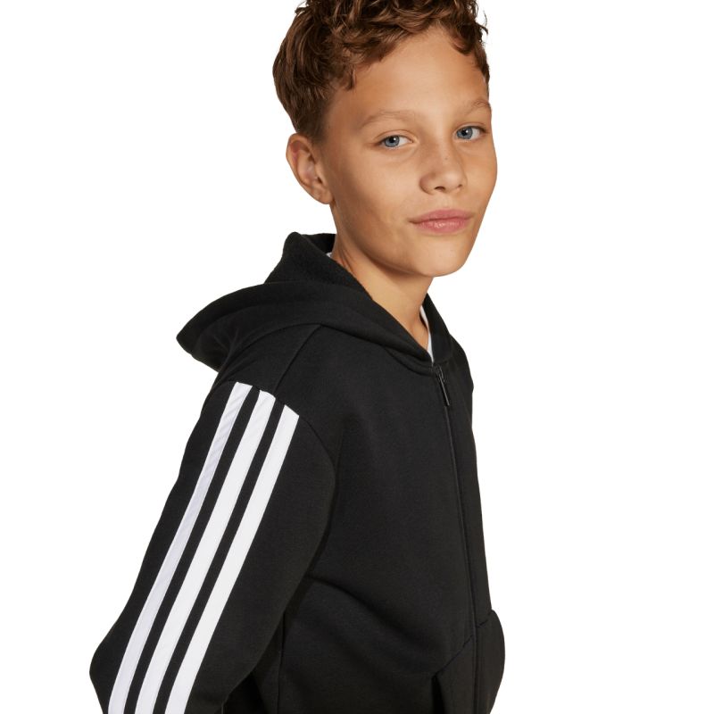 adidas Essentials Full-Zip Kids' Sweatshirt Black and fehér gyerek pulóver JD6494
