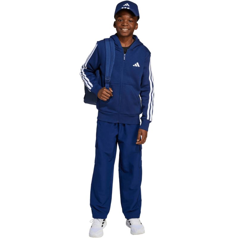 Adidas Essentials Full-Zip Kids' Sweatshirt gyerek pulóver, sötétkék