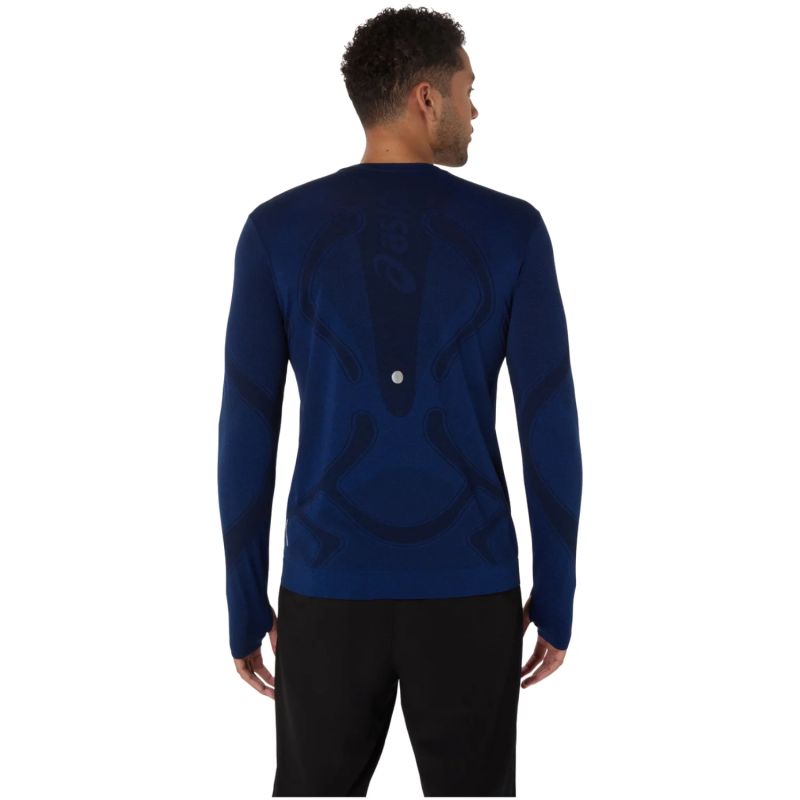 Asics Road Seamless LS Top - Férfi Hosszú Ujjú Futófelső Navy 2011D356-400