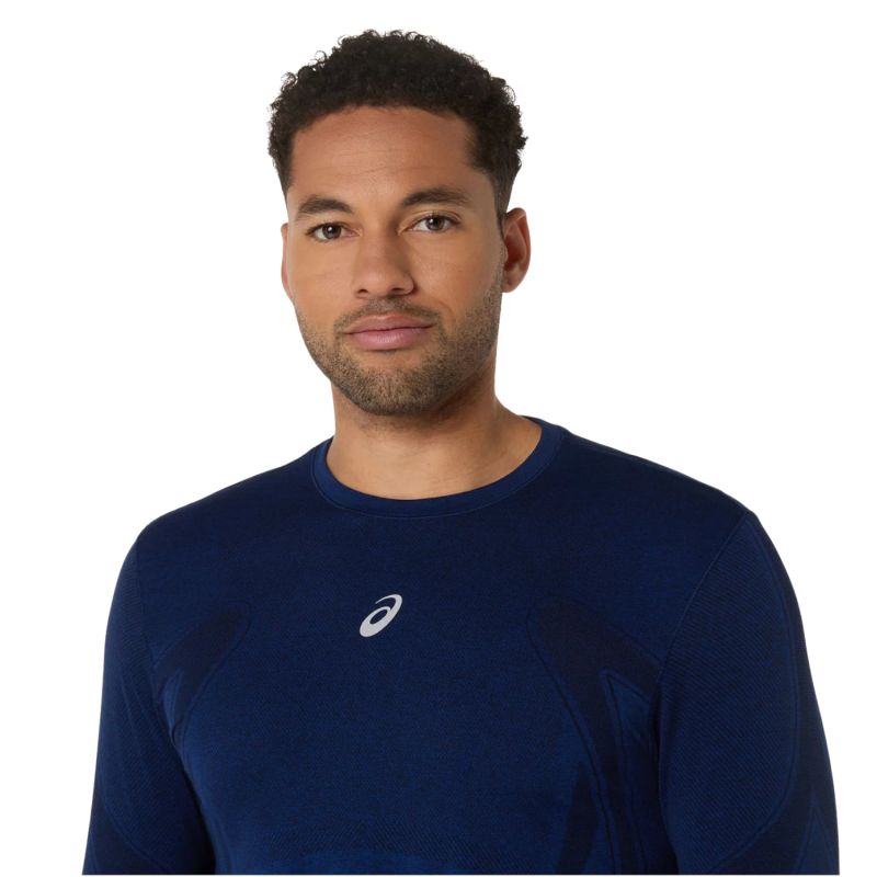 Asics Road Seamless LS Top - Férfi Hosszú Ujjú Futófelső Navy 2011D356-400