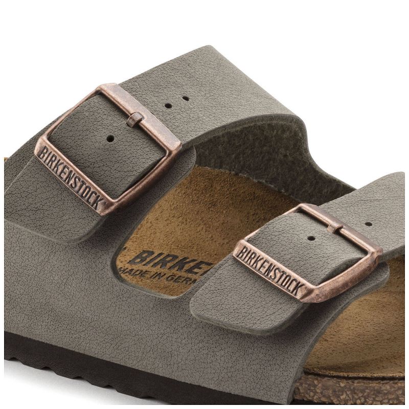 Birkenstock Arizona Birko-Flor Nubuck Stone regular women's/men's flip-flops wide gray Utcai női 0151211