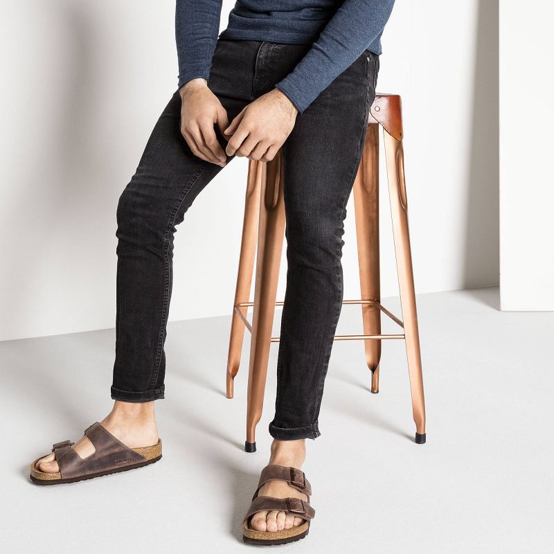 Birkenstock Arizona Soft Footbed Oiled Leather Habana Narrow Women's Slides (0452763) cipő - Sportmania.hu