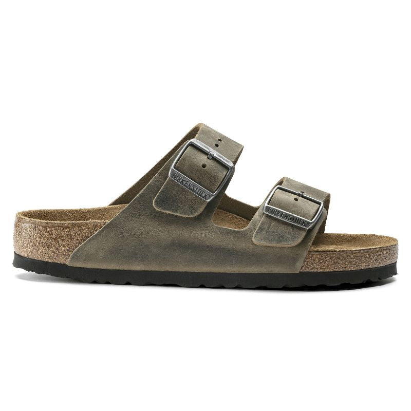 Birkenstock Arizona Soft Footbed Oiled Leather Narrow Faded Khaki Women's/Men's Flip-Flops for narrow feet oiled leather (1019377) cipő - Sportmania.hu