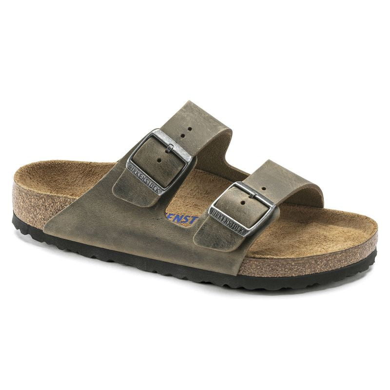 Birkenstock Arizona Soft Footbed Oiled Leather Narrow Faded Khaki Women's/Men's Flip-Flops for narrow feet oiled leather (1019377) cipő - Sportmania.hu
