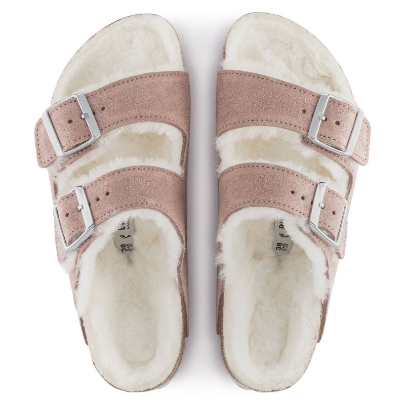 Birkenstock Arizona Suede Leather Shearling Pink Clay LAF Narrow Insulated Flip-Flops (1023258) cipő - Sportmania.hu