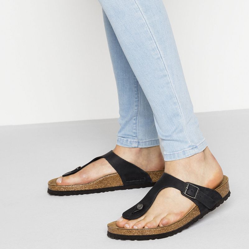 Birkenstock Gizeh NU Oiled Black Regular Women's/Men's Flip-Flopst (0845251) Papucs - Sportmania.hu