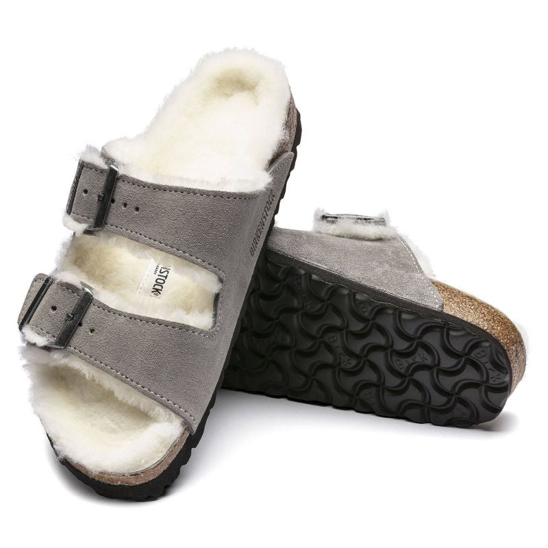 Birkenstock Women's/men's insulated flip-flops Arizona Shearling Stone Coin suede with lamb's wool narrow (1017403) cipő - Sportmania.hu