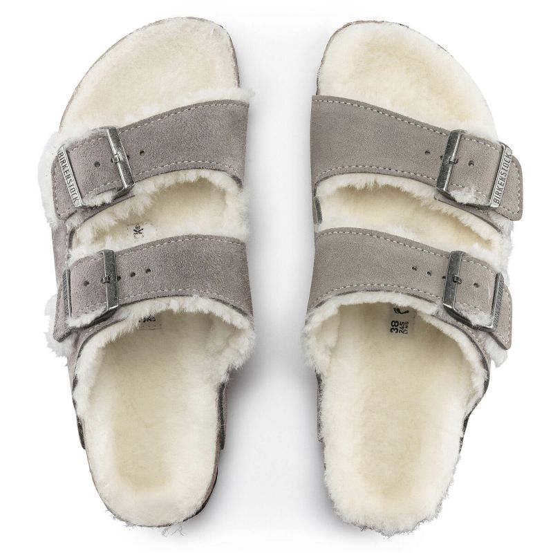 Birkenstock Women's/men's insulated flip-flops Arizona Shearling Stone Coin suede with lamb's wool narrow (1017403) cipő - Sportmania.hu