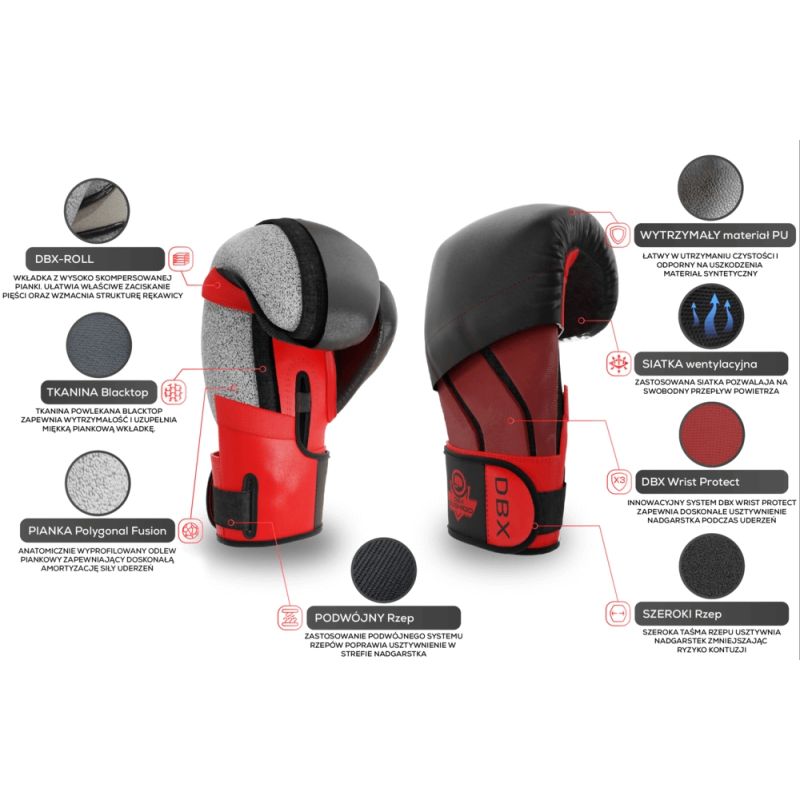 DBX Bushido 10oz - Hammer - Valor Series piros boxkesztyű