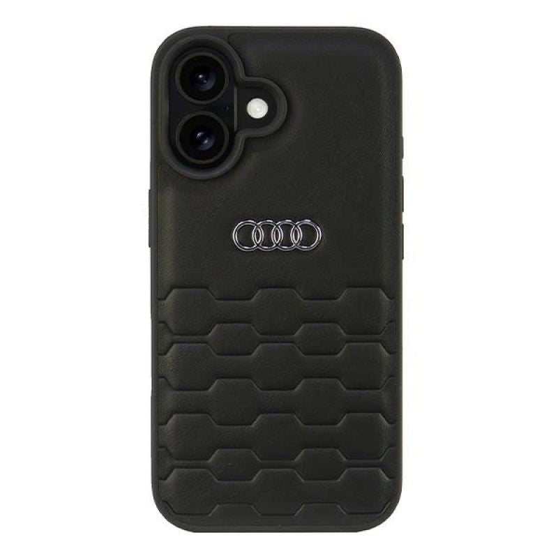 DC Audi Synthetic Leather iPhone 16 6.1" /black hardcase AU- /D2-BK fekete táska