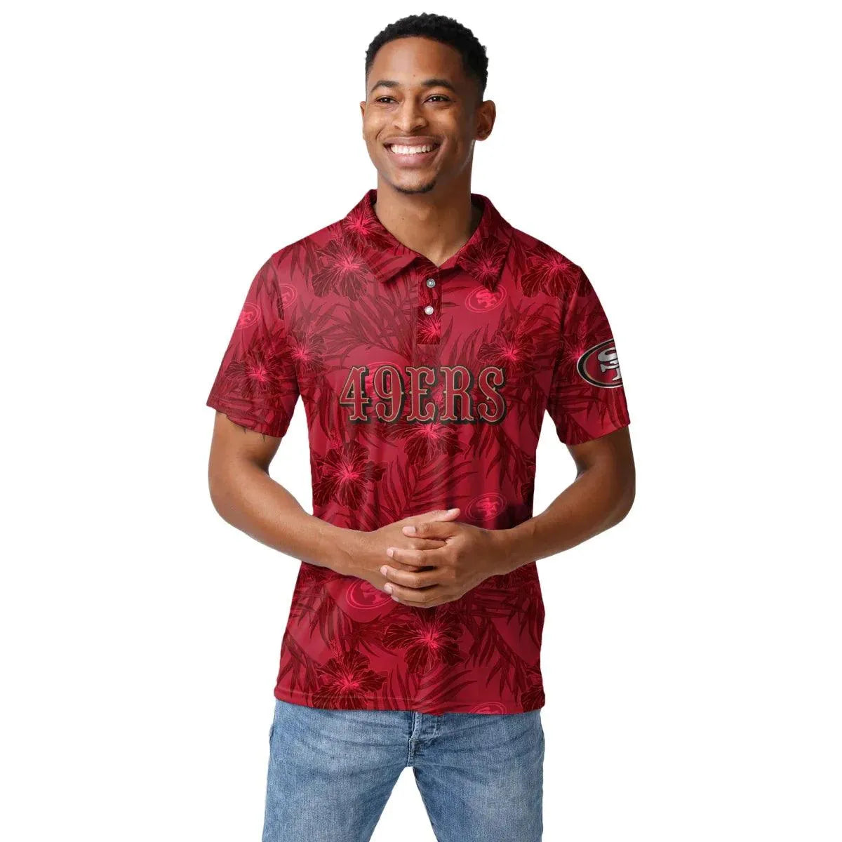Foco San Francisco 49ers Floral Wordmark férfi galléros Póló