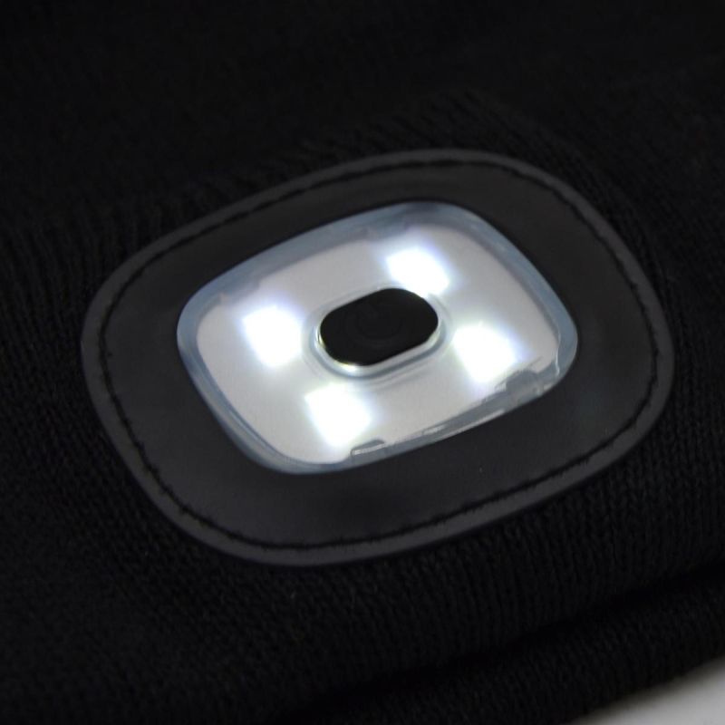 head Beanie With 4-Led Headlamp, 120 Lm, 3 Modes, For Outdoor Activities fekete kötött sapka GSP-1088211