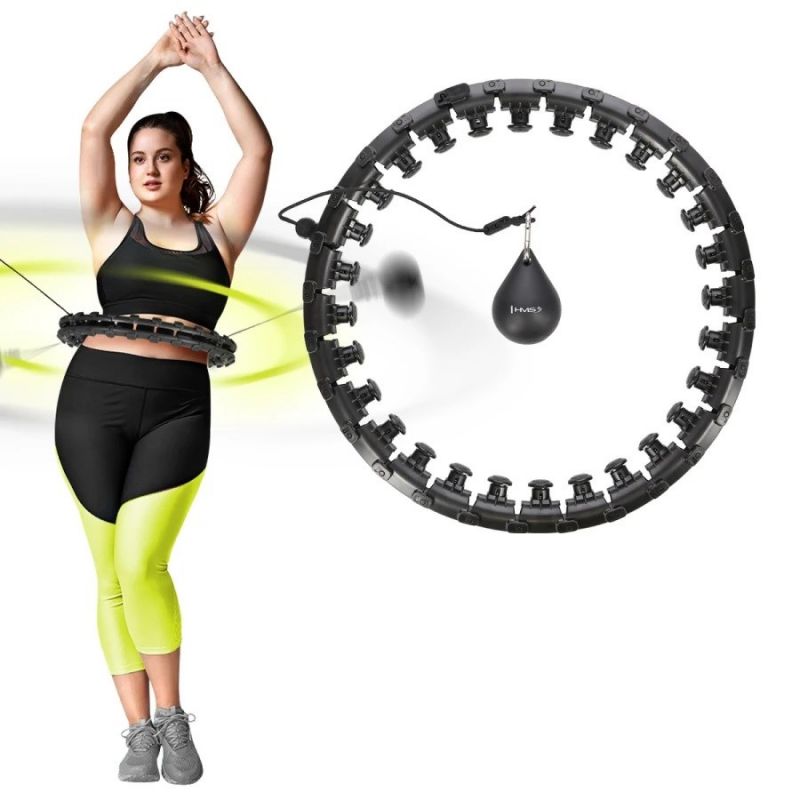 HMS Plus size hula hoop HHW12 with studs and weight, black fekete 17-44-526